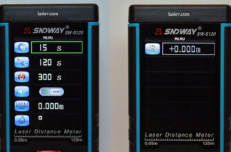 Menu of the SNDWAY SW-S120 laser distance meter.